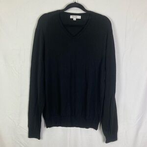 Calvin Klein Men’s size X-LARGE Extra Fine Merino Wool v-neck Black sweater EUC